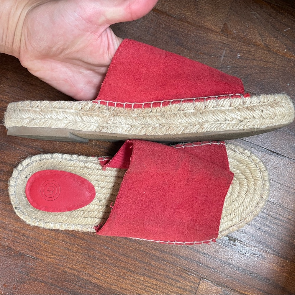 platform red slide sandals